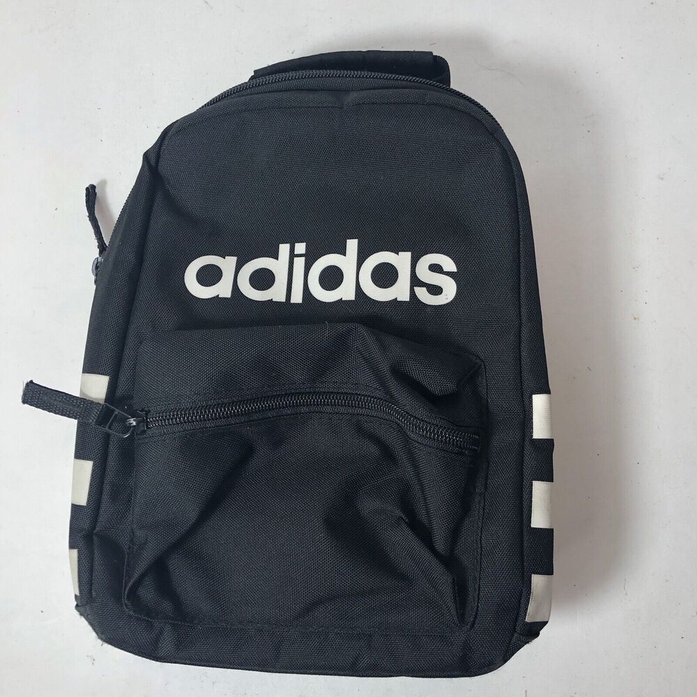 Adidas‎ Insulated Lunch Bag Santiago Black White B172 Soft Tote 11"x7"x4" F2